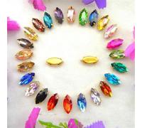 Perles en cristal de verre à griffes dorées, 8 tailles, œil de cheval, forme de navette, marquise, à coudre, strass, 5 Lt Topaz 7x15mm, 20 pièces-3x6mm, 50 pièces-6 couleurs mélangées