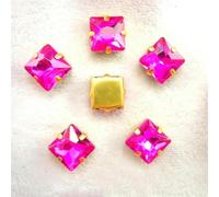 Perles en cristal de verre à griffes dorées, mélange de couleurs, forme carrée, à coudre, strass, application DIY, 5 rouges AB, 10 mm, 20 pièces, 12 mm, 20 pièces, 2 roses