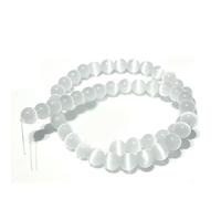 Perles en pierre 100% naturelle, sélénite blanche, œil de chat transparent, pierre de lune, gypse, pour la fabrication de bijoux, bracelets et colliers, blanc, 10 mm
