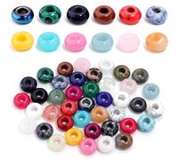Perles en pierre à grand trou 14 × 8mm, 6 pièces/lot, breloques en pierre d'agates, œil de tigre, perles d'espacement faites à la main, accessoires artisanaux pour vêtements à faire soi-même Yellow Ti