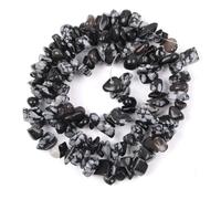 Perles en pierre concassée irrégulière de 3, 5, 8 et 12 mm for la fabrication de bijoux, colliers et bracelets à faire soi-même(Black Snowflake,8-12mm)