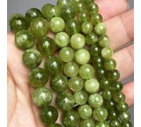 Perles en pierre d'apatite bleue, perles rondes lisses en vrac pour accessoires de bracelet de bijoux à faire soi-même 6 8 10 mm - Péridot vert - 8 mm (environ 46 pièces)
