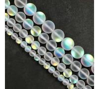 Perles en pierre de lune blanche, perles en coquillage d'agate amazonite transparente, perles d'espacement en vrac pour la fabrication de bijoux, bracelets et colliers, pierre à paillettes mates, 4 m
