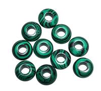 Perles En Pierre De Malachite Verte Synthétique Grand Trou (5-6mm) Perles Européennes Rondelles Polies Pour Bracelets De Charme, Fabrication De Bijoux, 8X14mm, Lot De 25