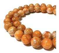 Perles en pierre de soleil calendula de Madagascar AKA Aventurine Feldspath (Rappelant le coucher de soleil brillant) lisses et rondes 8 mm