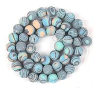Perles en pierre naturelle 4-10 mm, jaspe zèbre rose mat, œil de tigre, turquoise, agate, perles pour la fabrication de bijoux, bracelets à faire soi-même, malachite bleu lac, 8 mm, 45 à 46 pièces