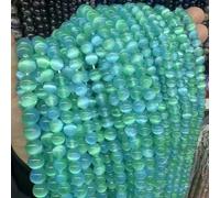 Perles en pierre naturelle AAA colorées en gypse, sélénite arc-en-ciel, œil de chat, perles rondes en vrac de 6, 8 et 10 mm pour la fabrication de bijoux DIY - Bleu vert - 12 mm environ 30 perles