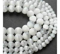 Perles en pierre naturelle AAA colorées en gypse, sélénite arc-en-ciel, œil de chat, perles rondes en vrac de 6, 8 et 10 mm, pour la fabrication de bijoux DIY - Blanc - 10 mm environ 36 perles