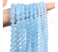 Perles En Pierre Naturelle Bleue,Aigue-Marine,Agate,Jades,Hématite,Adt,Perles D'espacement Pour Bijoux,Bracelet De Bricolage,Accessoires De Collier - Type Dark Aquamarine Jade-6mm-About 62pcs