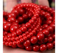 Perles en pierre naturelle de 4 à 12 mm, jaspe de lave, oeil de tigre, quartz, perles rondes en vrac pour la fabrication de bijoux, bracelet, cadeau de nouvel an, corail rouge, 8 mm, environ 45