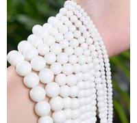 Perles en pierre naturelle de corail rouge Perles d'espacement rondes en vrac pour la fabrication de bijoux à breloques à faire soi-même Bracelets 4/6/8/10/12 mm 15 pouces-Onyx blanc en porcelaine, 1