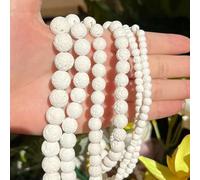 Perles en pierre naturelle de corail rouge Perles entretoises rondes en vrac pour la fabrication de bijoux à bricoler soi-même Bracelets 4/6/8/10/12 mm Pierre de lave blanche de 15 pouces, 6 mm envir