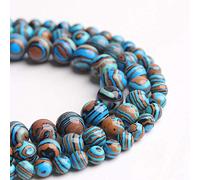 Perles en pierre naturelle de malachite bleue, 6 mm, rondes et lisses, polies, pour la fabrication de bijoux, 38 cm (malachite bleue, 6 mm)