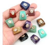 Perles en pierre naturelle en forme d'axe, grand trou, incrustées de zircon, perles intercalaires lâches pour la fabrication de bijoux, accessoires DIY pour colliers et bracelets Yellow Jade
