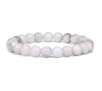 Perles en Pierre Naturelle Faites à la Main de 8 mm pour Hommes Femmes, Blanc, 21 cm/221
