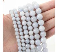 Perles en pierre naturelle œil de tigre, agate, amazonite, jade, pierre de lune, quartz, lave, pour la fabrication de bijoux, accessoires de bracelet, aigue-marine claire, 6 mm (environ 61 cm).