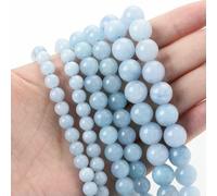 Perles en pierre naturelle œil de tigre, agate, amazonite, jade, pierre de lune, quartz, lave, pour la fabrication de bijoux, accessoires de bracelet, aigue-marine, 4 mm (environ 91 mm).