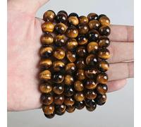 Perles en pierre naturelle œil de tigre, améthyste, rhodonite, calcédoine, amazonite, perles rondes en vrac de 4, 6, 8, 10 et 12 mm pour la fabrication de bijoux - œil de tigre jaune - 4 m