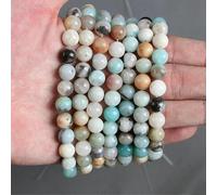 Perles en pierre naturelle œil de tigre, améthyste, rhodonite, calcédoine, amazonite, perles rondes en vrac de 4, 6, 8, 10 et 12 mm pour la fabrication de bijoux - Couleurs mélangées - 4 m