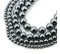 Perles en pierre naturelle œil de tigre bleu, améthyste, quartz rose, pour la fabrication de bijoux, bracelets et colliers, 4/6/8/10 mm, hématite, 6 mm (60 pièces)