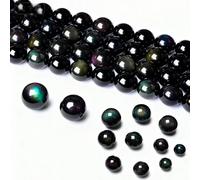 Perles en pierre naturelle lisse 5A, obsidienne noire, rondes, amples, pour la fabrication de bijoux, Bracelets porte-bonheur, accessoires de collier, 15 pouces 1pcs