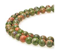 Perles en pierre naturelle MJDCB Unakite Perles d'espacement rondes en vrac 15'' 4m 6m 8m 10mm 12m pour la fabrication de bijoux (8mm)