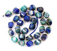 Perles en pierre naturelle pour la fabrication de bijoux - Vendues par sac - 5 brins et un rouleau de cordon intérieur à facettes en forme de S traité au chrysocolle - 10 mm Eu9-k9246
