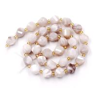 Perles en pierre naturelle pour la fabrication de bijoux - Vendues par sac - 5 brins et un rouleau de cordon intérieur facetté - Agate blanche folle - 10 mm Eu9-k9329