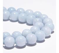 Perles en pierre précieuse naturelle de 10 mm, aigue-marine polie, rondes, lisses et lisses pour fabrication de bracelets, bijoux, 38 cm