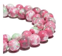 Perles en pierre précieuse naturelle de 10 mm en forme de fleur de pluie verte et rouge polies - Pierre ronde lisse pour la fabrication de bracelets et bijoux - Perles en vrac de 38 cm (uk9,10760)