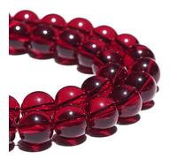Perles en pierre précieuse naturelle de 6 mm - Rouge grenat - Rond et poli - Pour la fabrication de bracelets et bijoux - 38 cm