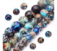 Perles en pierre précieuse naturelle pour la fabrication de bijoux, jaspe impérial bleu mélangé poli de 10 mm pour bracelet et collier, 38,1 cm