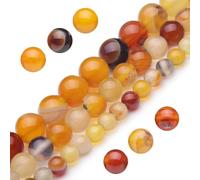 Perles en pierre précieuse naturelle pour la fabrication de bijoux, perles rondes et lisses en agate ambrée de 6 mm pour bracelets et colliers (agate ambre, 6 mm)