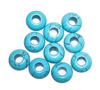 Perles En Pierre Synthétique Turquoise Grand Trou (5-6mm) Perles Rondelles Européennes Polies Pour Bracelets à Breloques, Fabrication De Bijoux, 8X14mm, Lot De 25