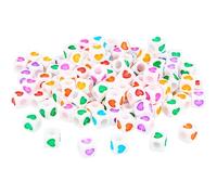 Perles en plastique en forme de cubes coeurs multicolore opaque 7mm 1000u. aprox. trou de de 4mm