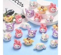 Perles en résine mixtes Sanrio - My Melody, Pompompurin, Hello chat, Cinnamoroll, convient pour la fabrication de bijoux DIY, bracelets, colliers, sangles de téléphone, porte-clés 5 pièces de style al