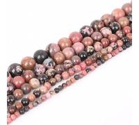 Perles en rhodochrosite naturelle à rayures noires pour la fabrication de bijoux - 4 mm, 6 mm, 8 mm, 10 mm, 12 mm - Fil de 38,1 cm