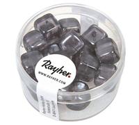 Perles en verre - Cube, anthracite, 8x9 mm, boîte 18 pièces