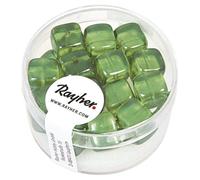 Perles en verre - Cube, vert mai, 8x9 mm, boîte 18 pièces