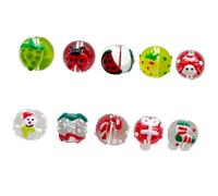 Perles en verre peintes à la main sur le thème de Noël avec trou pour décoration de Noël, bracelets, fabrication de bijoux, perles de Noël