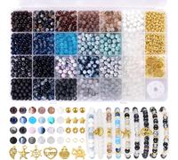Perles En Verre Pour La Fabrication De Bijoux,Kit De 1377 Bracelets Aux Tons Neutres,Perles Pour Bracelets Rondes En Verre De 6 Mm,Perle En Marbre,Cadeaux Artisanaux Pour Femmes Et Hommes