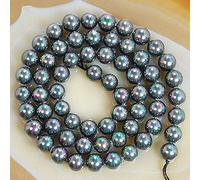 Perles en vrac, 8/10/12/14 mm, perles rondes de coquillage arc-en-ciel de Tahiti, fil de 38,1 cm - (Taille : 8 mm)