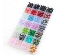 Perles et assortiments Kits de fabrication bracelets en perles verre, 28 couleurs, cristal rondes 8 mm, pierres précieuses, avec accessoires for la bijoux DIY(Color 6)