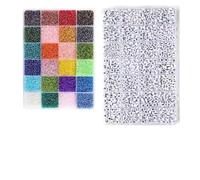 Perles et assortiments Lot de 2 boîtes perles rocaille en verre aux couleurs l'arc-en-ciel et lettres for la fabrication bijoux, bracelets d'amitié d'accessoires bricolage(Color 1)