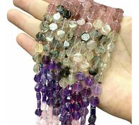 Perles hexagonales en pierre naturelle de calcite bleue, 5 x 9 mm, plates, pour la fabrication de bijoux, bracelets, boucles d'oreilles, breloques, accessoires - 7 chakras - 8-9 mm, 8 à 10 pièces