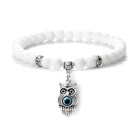 Perles Hommes Bracelets Hibou Pendant Tigre œil Pierre d'agent a Agate Quartz Malachite Femmes Yoga