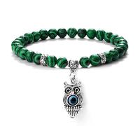 Perles Hommes Bracelets Hibou Pendant Tigre œil Pierre d'agent a Agate Quartz Malachite Femmes Yoga