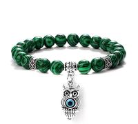 Perles Hommes Bracelets Hibou Pendant Tigre œil Pierre d'agent a Agate Quartz Malachite Femmes Yoga