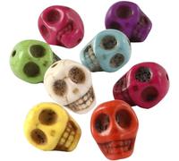 Perles Howlite, D: 12mm, couleurs fortes, crâne, 32pcs