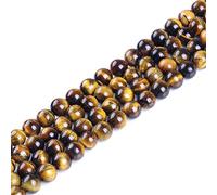 Perles œil de tigre en pierre naturelle AAA, disponible en rouge, jaune, or, bleu, vert, rose en diamètre de 6 mm, 8 mm, 10 mm et 12 mm par Ruilong, jaune, 6 mm